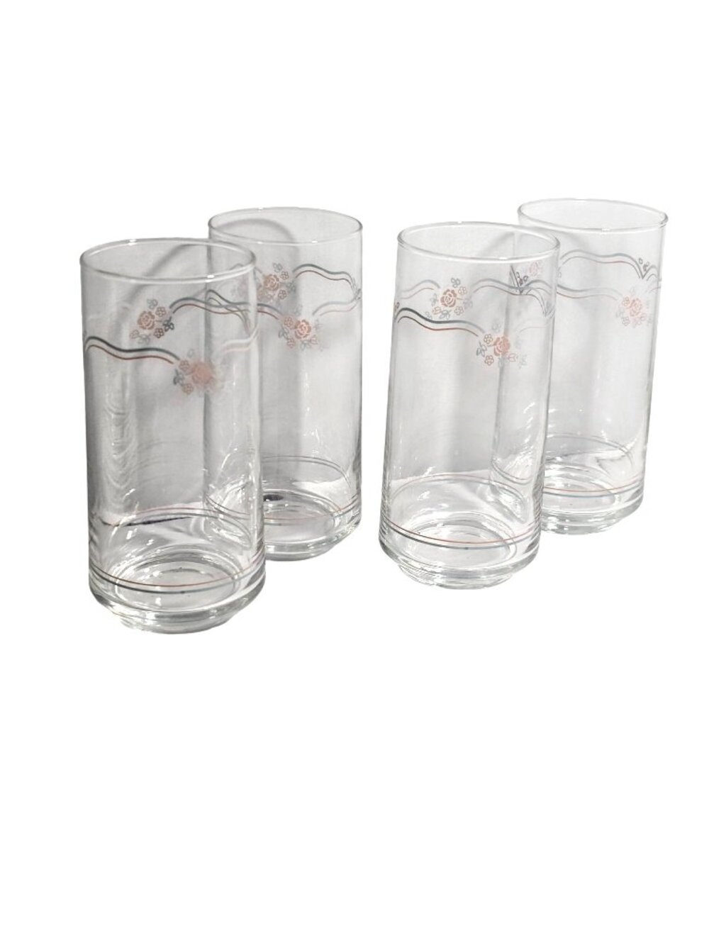 4 Corelle English Breakfast Tumblers 6" drinking glasses delicate rose 16oz